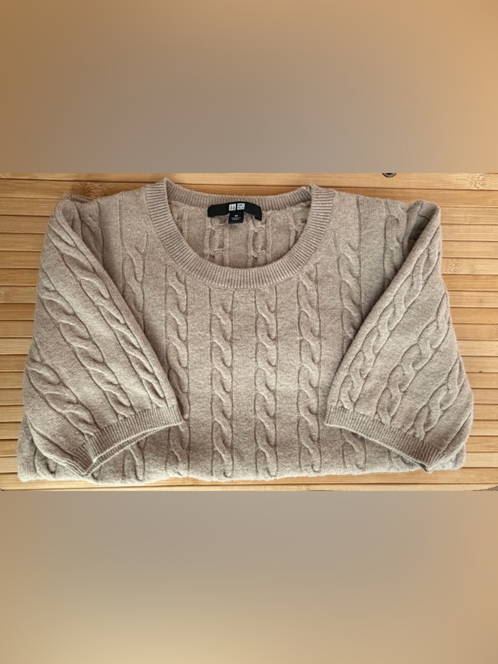 UNIQLO Women’s Cable Knit Crewneck Sweater - Taupe JPN M/ US S